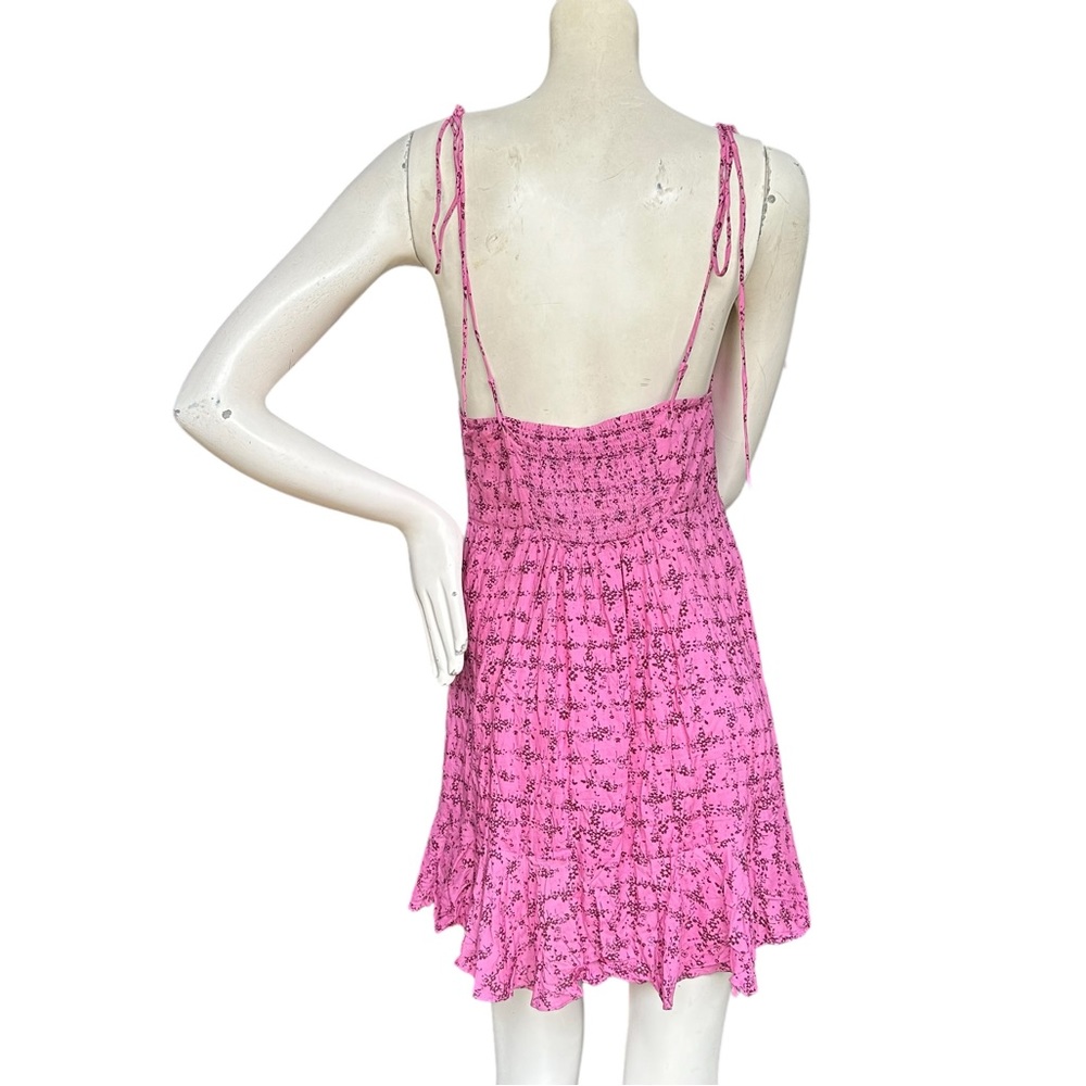 Free People Intimately "Caught Up" Pink Floral Dainty Coquette Mini Dress Medium - Picture 7 of 9